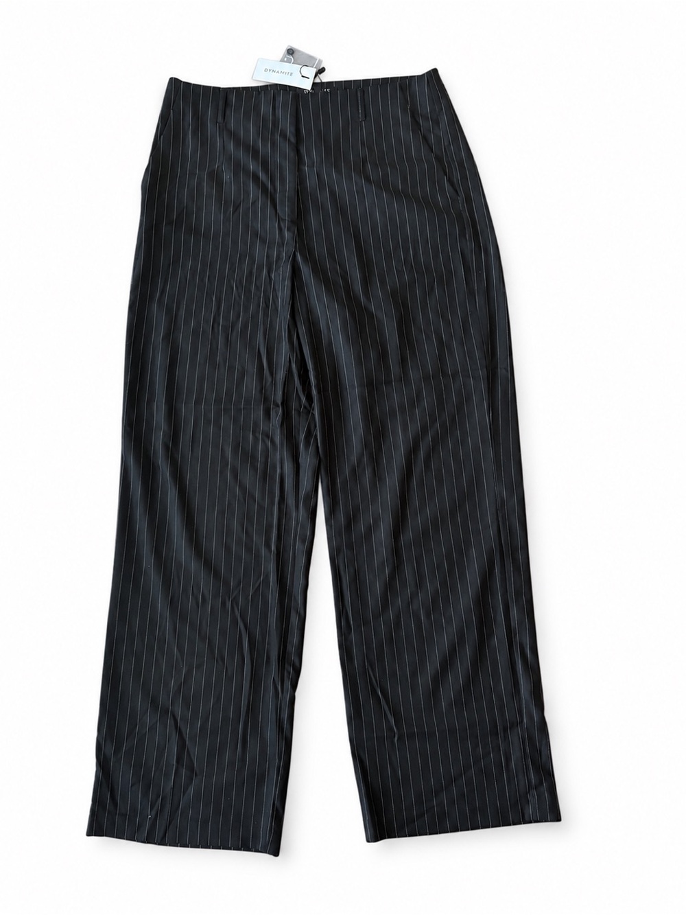 Dynamite Yasmin Clean Straight Leg Pinstripe Pants Black/White Size 12 NWT